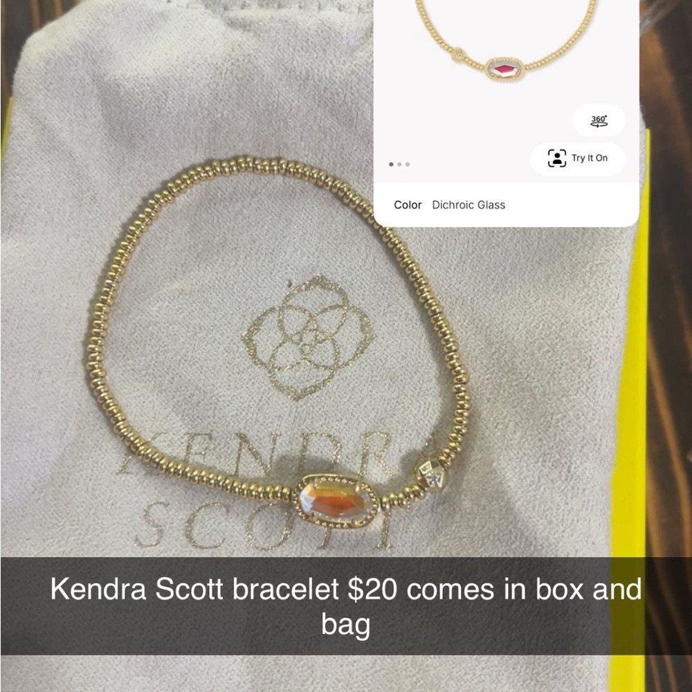 Kendra Scott Gold Beaded Bracelet with Iridescent Stone